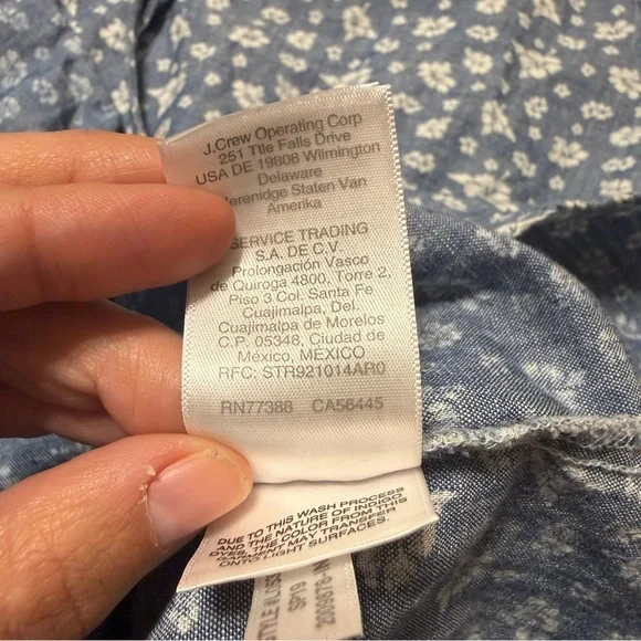 J. Crew Blue Floral Printed Chambray Ruffle Faux-Wrap Dress - Picture 5 of 10